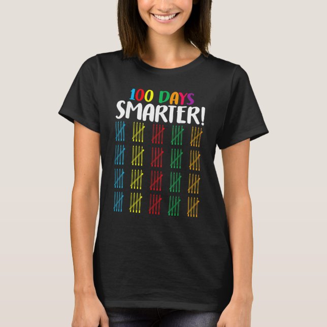 T-shirt 100 Days Smarter  Counting Hash Marks Days Of Scho (Devant)