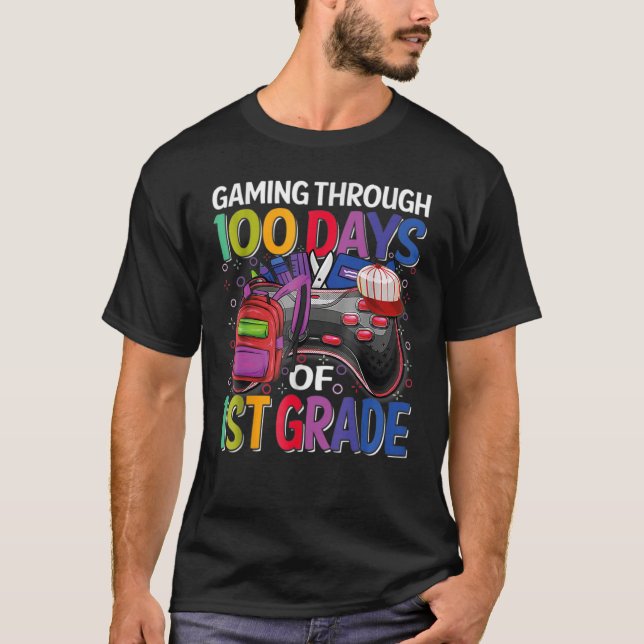 T-shirt 100 Days Smarter First Grade 100th Day Of School 1 (Devant)