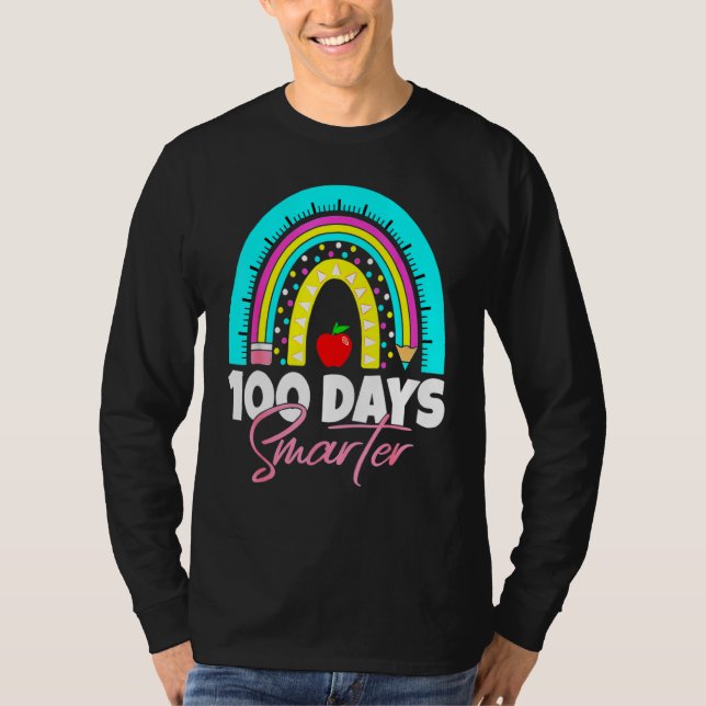 T-shirt 100 Days Smarter Funny 100th Day Of School Rainbow (Devant)