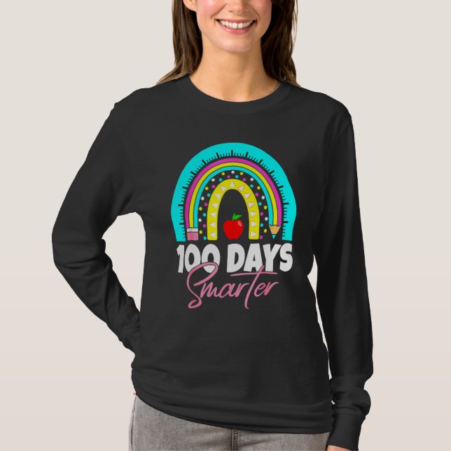 T-shirt 100 Days Smarter Funny 100th Day Of School Rainbow (Devant)
