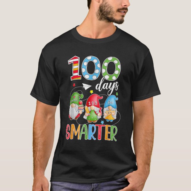T-shirt 100 Days Smarter Gnome 100th Day Of School Men Kid (Devant)
