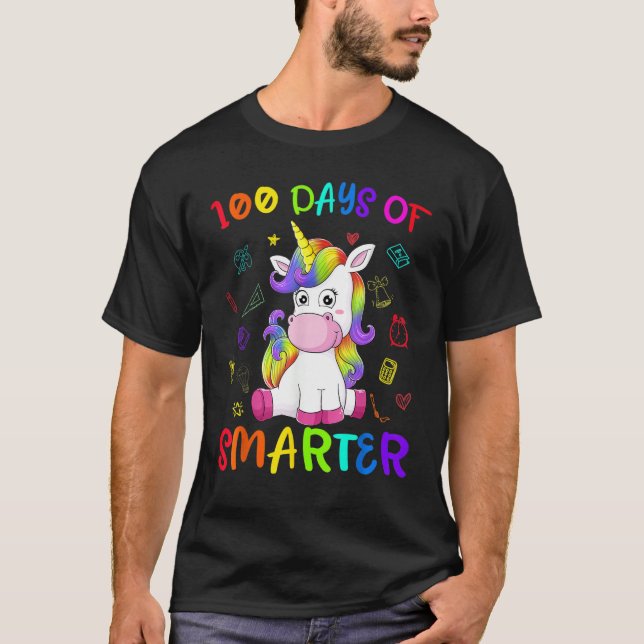T-shirt 100 Days Smarter Magical Learning Of School Unicor (Devant)
