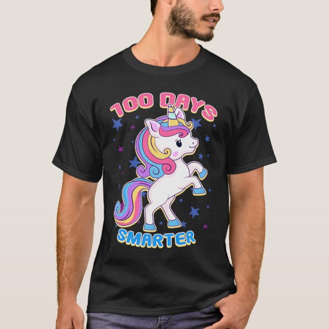 T-shirt 100 Days Smarter Magical Learning Unicorn Student  (Devant)