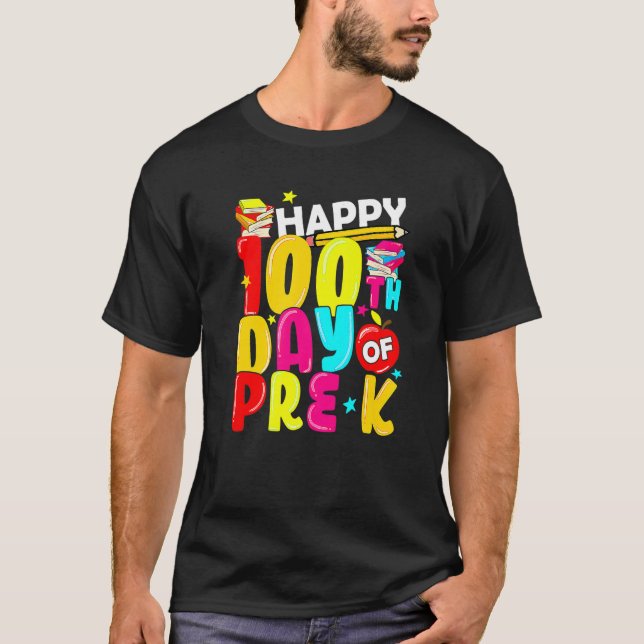T-shirt 100 Days Smarter Pre K Teacher Students Kids Boys (Devant)