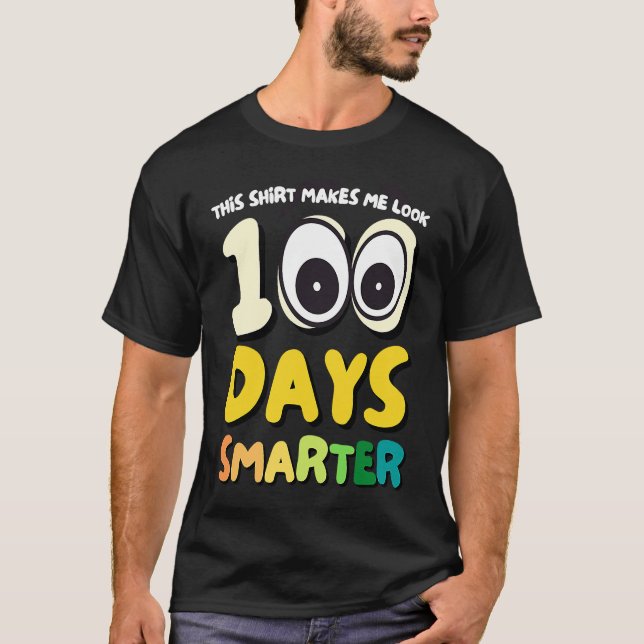 T-shirt 100 Days Smarter Preschool Kindergarten Elementary (Devant)