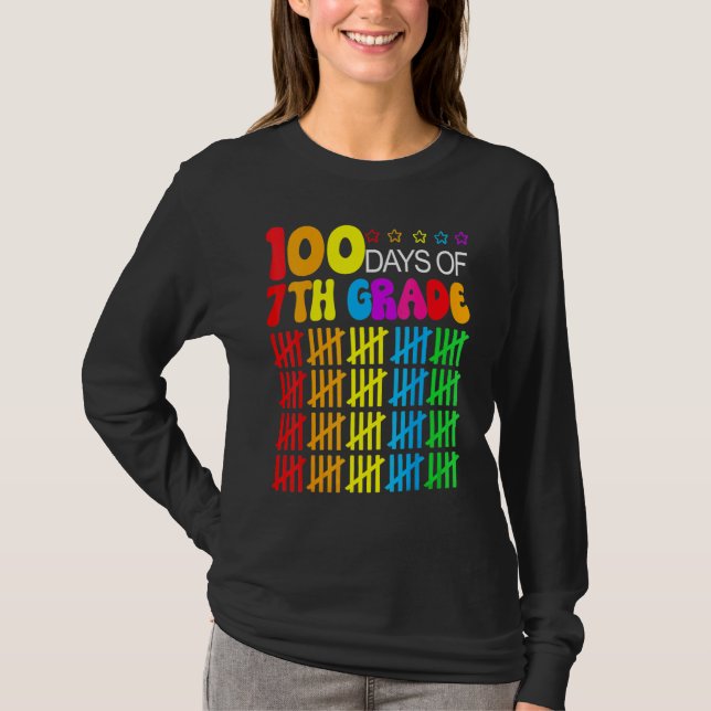 T-shirt 100 Days Smarter Seventh Grade 100th Day Of School (Devant)