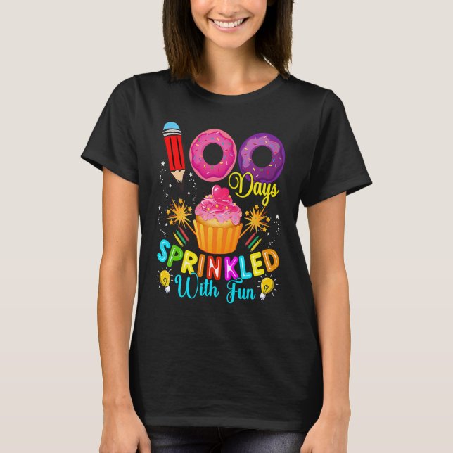 T-shirt 100 Days Sprinkled With Fun Cupcake 100th Day Of S (Devant)