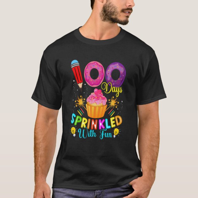 T-shirt 100 Days Sprinkled With Fun Cupcake 100th Day Of S (Devant)
