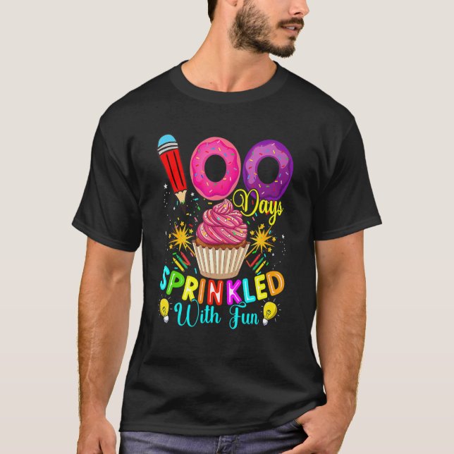T-shirt 100 Days Sprinkled With Fun Cupcake 100th Day Of S (Devant)