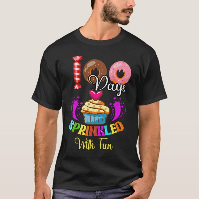 T-shirt 100 Days Sprinkled With Fun Cupcake 100th Day Of S (Devant)