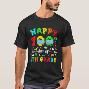 T-shirt 100 Jour D'École 4E Année Masque Visage Étudiant T