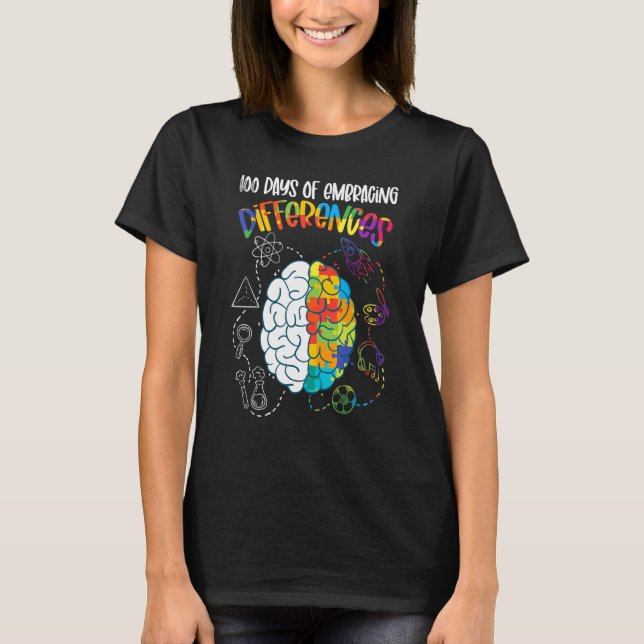 T-shirt 100 Jours D'Acceptation Des Différences Enseignant (Devant)
