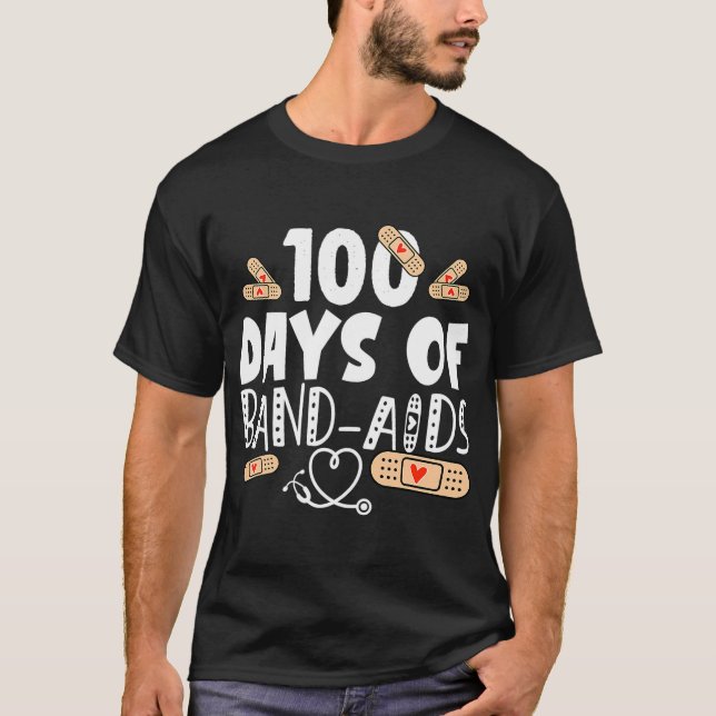 T-shirt 100 jours d'aide-bande - Infirmière scolaire 100 j (Devant)
