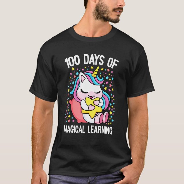 T-shirt 100 Jours D'apprentissage Magique 100e Jour D'écol (Devant)