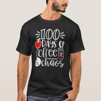 T-shirt 100 jours de café et de chaos 100e jour d'école F