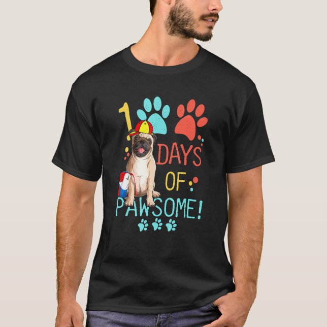T-shirt 100 Jours De Carlin Scolaire Chien 100 Jours De Pa (Devant)