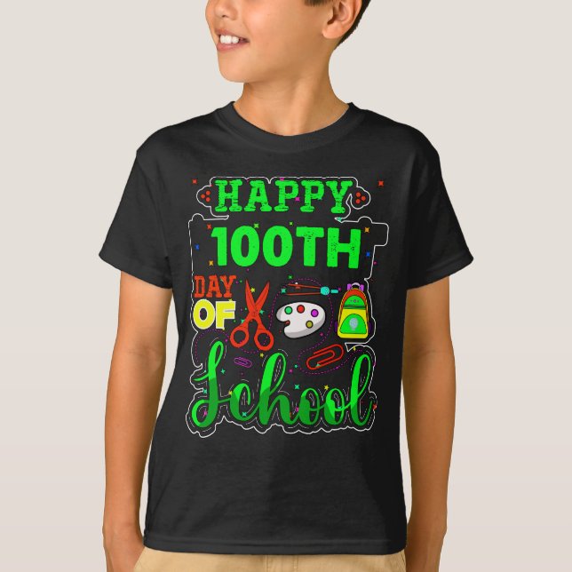 T-shirt 100 Jours De Garçons Scolaires Enfants 100e Jour (Devant)