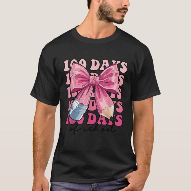 T-shirt 100 Jours de l'école Coquette Bow rose crayon Bow  (Devant)