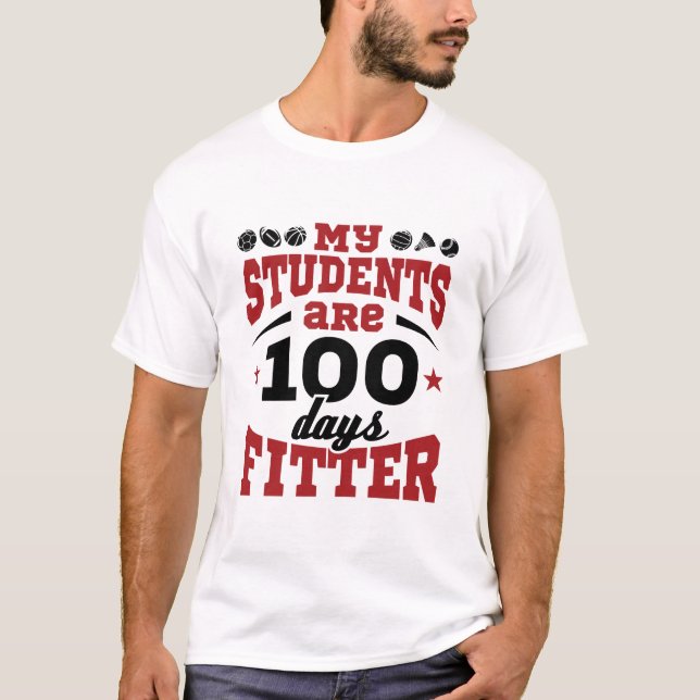 T-shirt 100 Jours de l'école PE Enseignant 100 Jours Fitte (Devant)