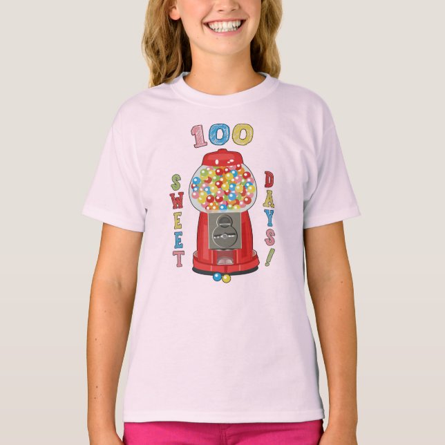 T-shirt 100 Jours de machine de gumball scolaire (Devant)