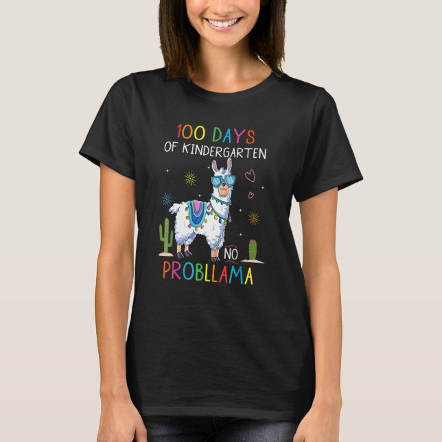 T-shirt 100 Jours De Maternelle Pas De Probllama Drôle Lla (Devant)