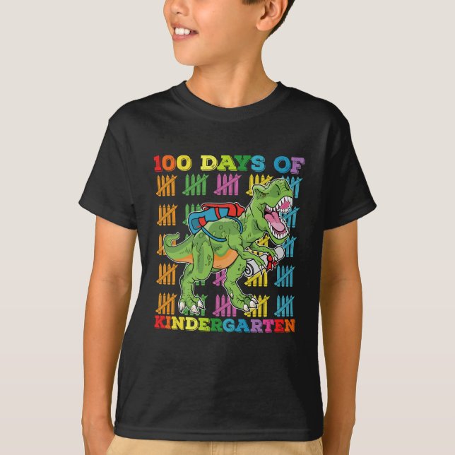 T-shirt 100 Jours De Maternelle T Rex Dinosaur School (Devant)