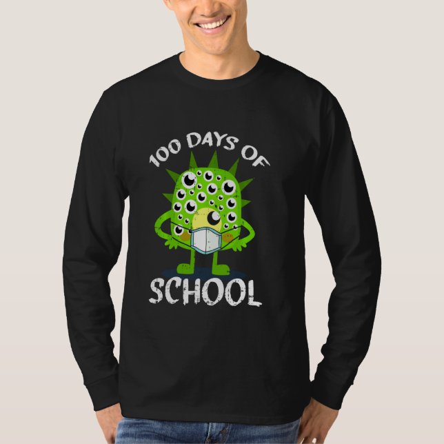 T-shirt 100 Jours De Monstre Scolaire Masque Visage Étudia (Devant)