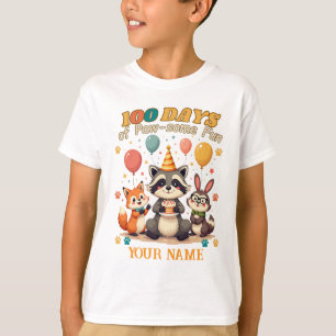T-shirt 100 Jours de Paw-some amusant : Jolie fête animale