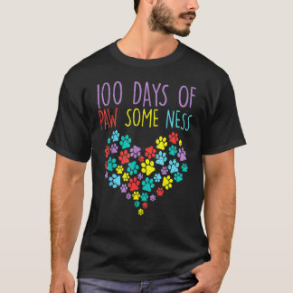 T-shirt 100 Jours De Pawsomeness Cœur 100ème Jour École Ch