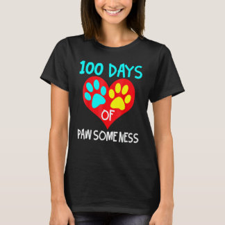 T-shirt 100 Jours De Pawsomeness Cœur 100ème Jour École Ch
