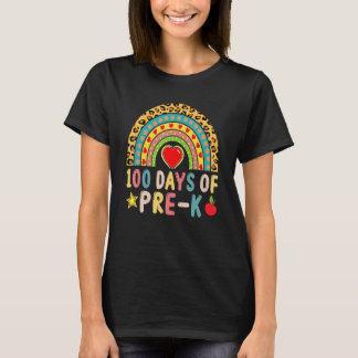 T-shirt 100 Jours De Pré K Leopard Rainbow 100E Jour De Sc