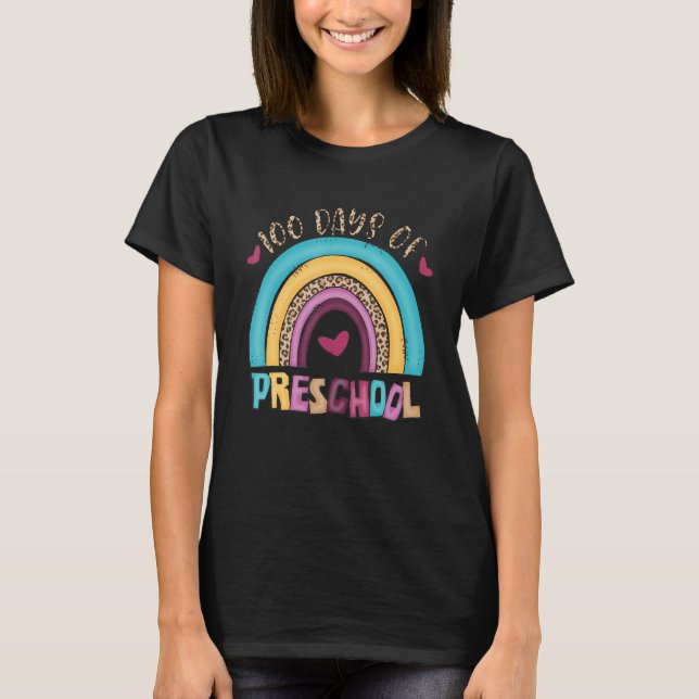 T-shirt 100 Jours De Préscolaire Joyeux 100 Jours Leopard  (Devant)