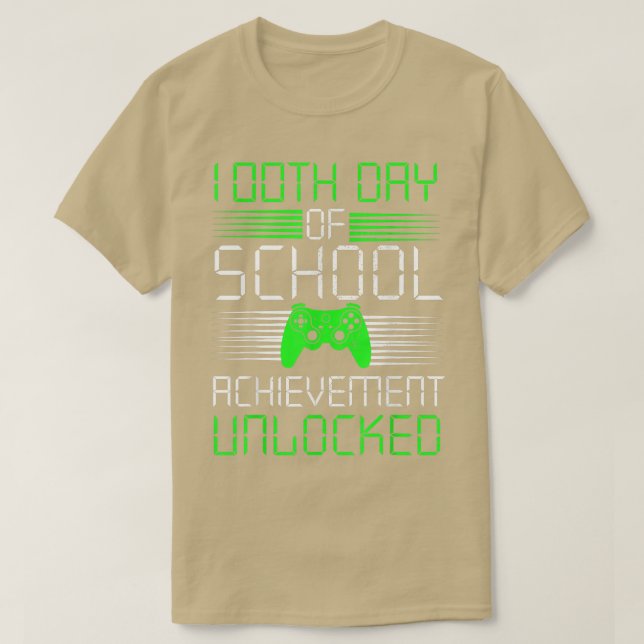 T-shirt 100 Jours de réussite scolaire Jeu vidéo déverroui (Design devant)