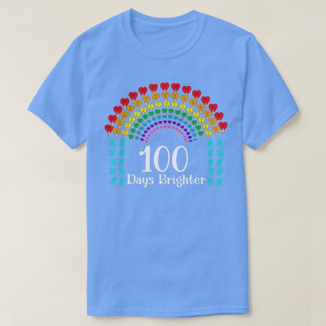 T-shirt 100 Jours d'école 100 Jours Coeurs plus lumineux 1 (Design devant)