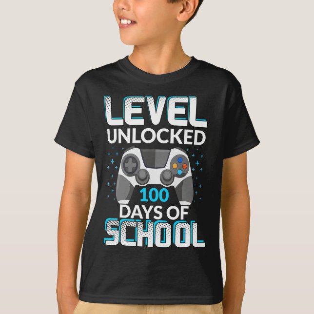 T-shirt 100 Jours D'École Déverrouillé Gamer Nerdy Team (Devant)