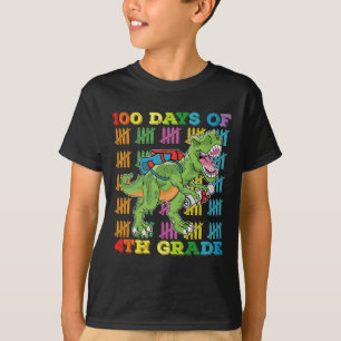 T-shirt 100 jours d'école en 4e année T Rex Dinosaur