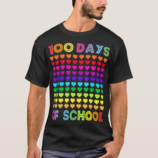 T-shirt 100 Jours D'École Et Toujours Aimer Il Coeur (Devant)