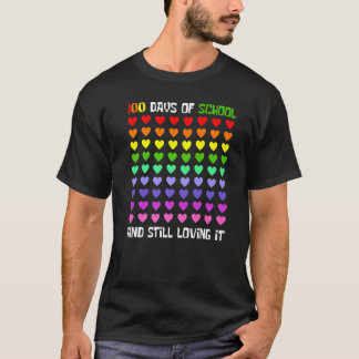 T-shirt 100 jours d'école et toujours en l'aimant coeurs e