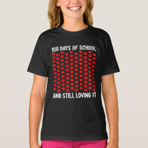 T-shirt 100 jours d'école et toujours l'adorer coeurs amou