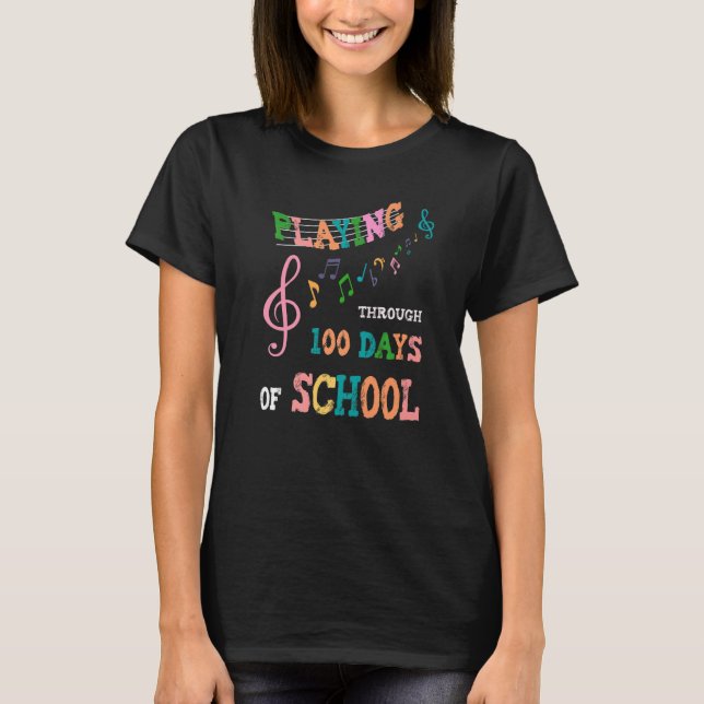 T-shirt 100 Jours D'école Jouant De La Musique Professeur  (Devant)