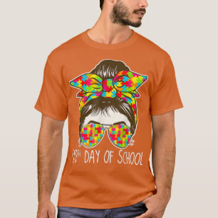 T-shirt 100 jours d'école Messy Bun Lunettes de soleil Aut