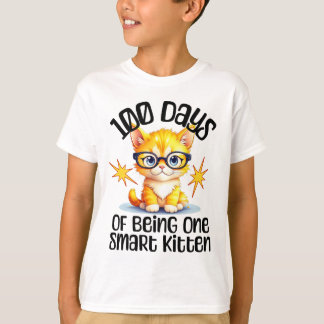 T-shirt 100 jours d'école - mignon chaton portant des lune