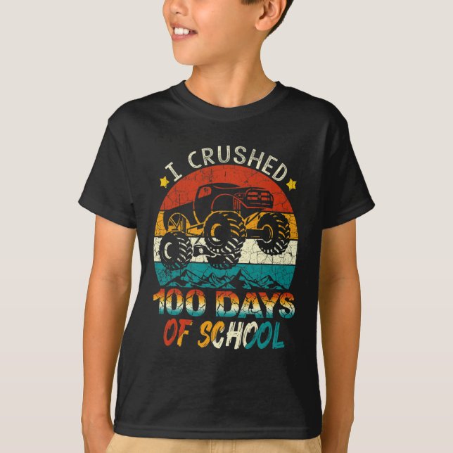 T-shirt 100 Jours D'École Monster Camion Enfants Garçons (Devant)
