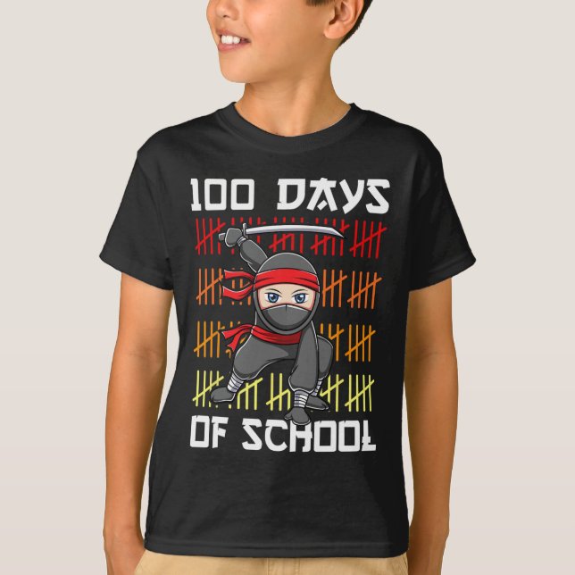 T-shirt 100 Jours D'École Ninja Pour Enfants Garçons Marti (Devant)