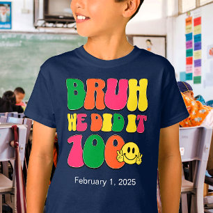 T-shirt 100 Jours D'École Texte Coloré Personnalisé