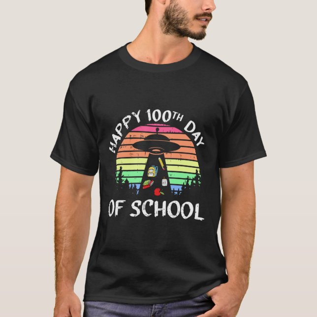 T-shirt 100 Jours D'Enlèvement D'Aliens UFO À L'École (Devant)