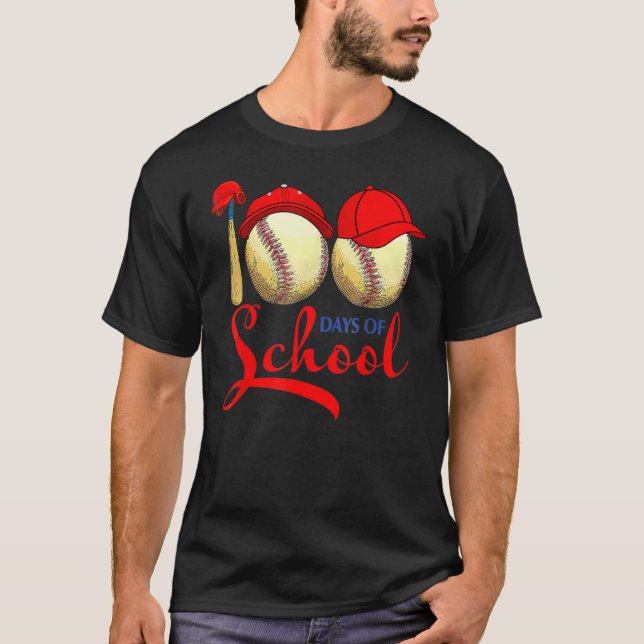 T-shirt 100 Jours D'Enseignant De Baseball Scolaire Enfant (Devant)