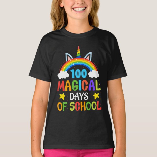 T-shirt 100 Jours magiques de l'école Unicorn (Devant)