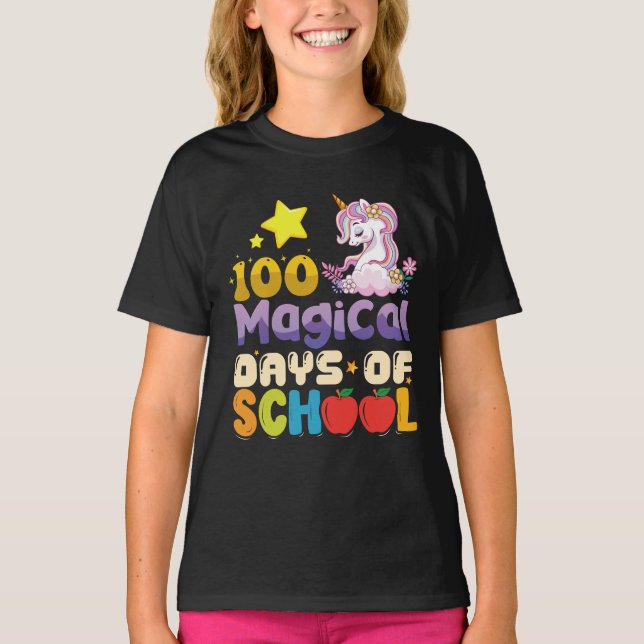 T-shirt 100 Jours Magiques De L'École Unicorn Enseignant (Devant)