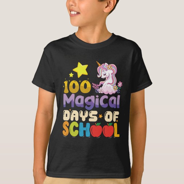 T-shirt 100 Jours Magiques De L'École Unicorn Enseignant (Devant)